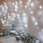                  Гирлянда светодиодная "Бахрома" 3*0,8 м 200 LED БЕЛЫЕ, прозрачный ПВХ | 255-065 | NEON-NIGHT
               