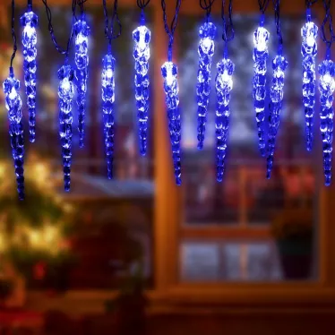 Гирлянда нить ЕGNIG - IC Сосульки, синий, 3,8 м, 220 V, длина провода 1,5 м, 20 LED, IP20 | Б0055995 | ЭРА