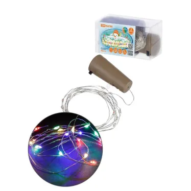 Гирлянда-пробка для бутылки "Роса20" 20LED, 2м, многоцветная, 3хAG13/LR44, | SQ0361-0101 | TDM