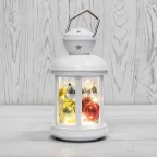                  Декоративный фонарь с шариками 12х12х20,6 см, белый корпус, теплый белый цвет свечения | 513-062 | NEON-NIGHT
               