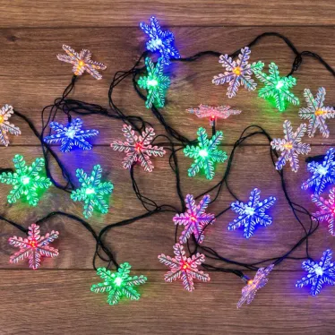 Гирлянда светодиодная "Снежинки" 30 LED МУЛЬТИКОЛОР 4,4 метра с контроллером | 303-065 | NEON-NIGHT