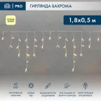 Гирлянда Айсикл (бахрома) светодиодный, 1,8 х 0,5 м, белый провод, 230 В, диоды ТЕПЛЫЙ БЕЛЫЙ, 48 LED | 255-026 | NEON-NIGHT