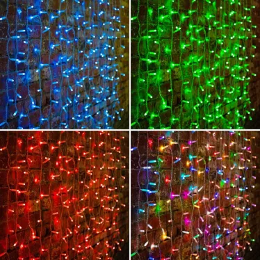 Гирлянда "Светодиодный Дождь" 2х1,5м, прозрачный провод, 230 В, диоды RGB, 300 LED свеч.с динамикой при приобр.контрол.245-907 | 245-309 | NEON-NIGHT