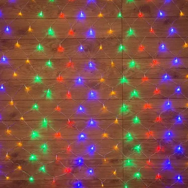Гирлянда Сеть 1,5х1,5 м, прозрачный ПВХ, 96 LED мультиколор | 215-109 | NEON-NIGHT
