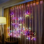 Гирлянда занавес ЕGNIG - NY Новый год, мультиколор, 2,4 м* 1,1 м, 220 V, 8 реж, длина провода 3м, 171 LED, IP20 | Б0055998 | ЭРА