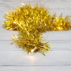                  Гирлянда светодиодная Мишура золотая 10 LED, 1,5 м, прозрачный ПВХ, теплое белое свечение, 2 х АА (батарейки не в комплекте) | 304-012 | NEON-NIGHT
               