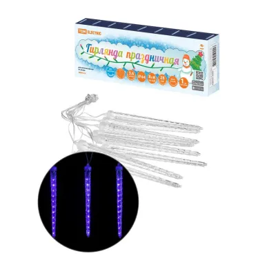 Гирлянда светодиодная "Сосульки фигурные" 2,1 м, 176LED, 8 шт, падающий синий свет, 250 В, IP44, | SQ0361-0096 | TDM