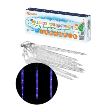 Гирлянда светодиодная "Сосульки фигурные" 2,1 м, 32LED, 8 шт, синий, 8 режимов, 250 В, IP20, | SQ0361-0062 | TDM