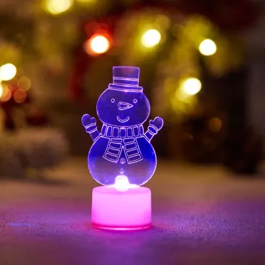 Фигура светодиодная на подставке "Снеговик с шарфом 2D", RGB | 501-053 | NEON-NIGHT
