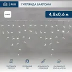                  Гирлянда Айсикл (бахрома) светодиодный, 4,8 х 0,6 м, прозрачный провод, 230 В, диоды белые,  176 LED | 255-145 | NEON-NIGHT
               