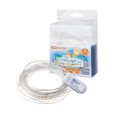 Гирлянда светодиодная "Роса50" 50LED, 5м, 3000К, 2хCR2032, | SQ0361-0055 | TDM ELECTRIC