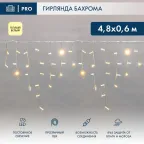 Гирлянда Айсикл (бахрома) светодиодный, 4,8 х 0,6 м, прозрачный провод, диоды ТЕПЛЫЙ БЕЛЫЙ,  176 LED | 255-146 | NEON-NIGHT