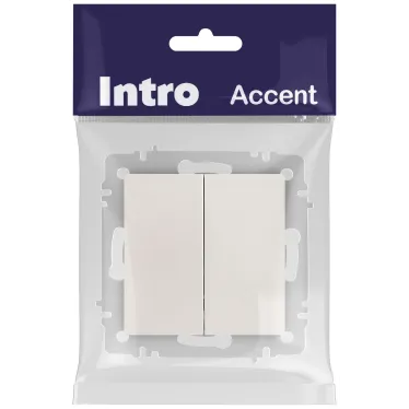 Выключатель Intro Accent 6-104-06 двойной, 10А-250В, IP20, СУ, AL/CU, перламутр