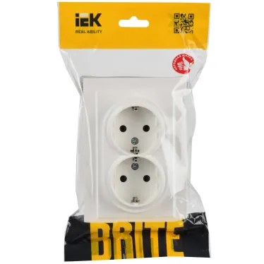 BRITE Розетка двойная с заземлением без защитных шторок 16А в сборе РС12-3-БрЖ жемчуг