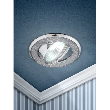 Светильник декор круглый со стеклянной крошкой MR16,12V/220V, 50W, хром/серебря DK18 CH/SH SL