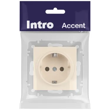 Розетка Intro Accent 6-202-02 2P+E Schuko, 16А-250В, IP20, СУ, слоновая кость