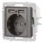 Розетка Intro Accent 6-410-09 P+E Schuko со шторками, 16А-250В + 2хUSB, IP20, СУ, титан