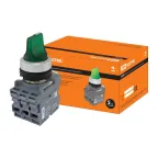Переключатель на 2 положения с фиксацией M2SS1-21G короткая ручка(LED) d22мм/220B 1з+1р зеленый | SQ0747-0071 | TDM