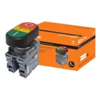 Кнопка двойная MPD2-11Y (зеленая/красная) (LED) в сборе d22мм/220В (I/O)  линза желтая | SQ0747-0048 | TDM
