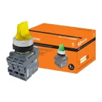 Переключатель на 3 положения с фиксацией M3SS1-21Y короткая ручка(LED) d22мм/220B 1з+1р желтый | SQ0747-0076 | TDM