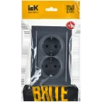 BRITE Розетка двойная с заземлением без защитных шторок 16А в сборе РС12-3-БрМ маренго