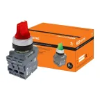 Переключатель на 2 положения с фиксацией M2SS1-21R короткая ручка(LED) d22мм/220B 1з+1р красный | SQ0747-0070 | TDM