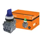 Переключатель на 2 положения с фиксацией M2SS1-21L короткая ручка(LED) d22мм/220B 1з+1р синий | SQ0747-0073 | TDM