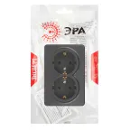 Розетка Эксперт 11-2205-05 двойная с заземлением 2х2P+E Schuko IP20 16A-250В ОУ антрацит