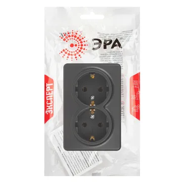 Розетка Эксперт 11-2205-05 двойная с заземлением 2х2P+E Schuko IP20 16A-250В ОУ антрацит