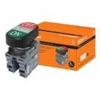 Кнопка двойная MPD3-11С (зеленая/красная) (LED) в сборе d22мм/220В (ON/OFF)  линза прозрачная | SQ0747-0053 | TDM