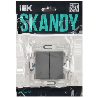 SKANDY Выключатель 2-клавишный проходной 10А SK-V05Gr серый IEK