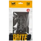 BRITE Розетка двойная с заземлением без защитных шторок 16А в сборе РС12-3-БрТБ темная бронза