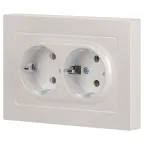 Розетка Intro Accent 6-205-06 , 2X2P+E Schuko, 16А-250В, IP20, СУ, AL/CU, перламутр