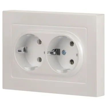 Розетка Intro Accent 6-205-06 , 2X2P+E Schuko, 16А-250В, IP20, СУ, AL/CU, перламутр