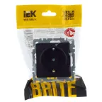 BRITE Розетка с заземлением с защитными шторками 16А РС14-1-0-БрЧ черный