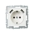BRITE Розетка 1 пост с заземлением с защитными шторками 16А с USB A+A 5В 3,1А РЮш10-2-БрБ белый