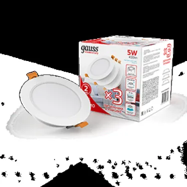 Светильник встраиваемый downlight Elementary круг 5W 430lm 4000K 210-240V IP20 95*38 монтаж бел.LED (3шт. в упак.) LED 1/40 | 9100420205T | Gauss