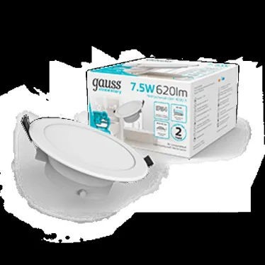 Светильник встраиваемый downlight Elementary круг 7,5W 620lm 4000K 185-250V IP54 95*45 монтаж белый LED 1/40 | 999420207 | Gauss