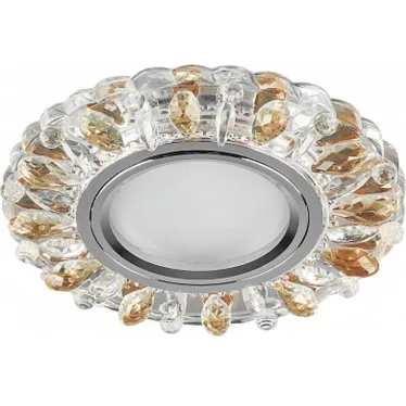 Светильник точечный встраиваемый под лампу, с LED подсветкой CD916 15LED*2835 SMD 4000K, MR16 50W G5.3, прозрачный-коричневый, хром | 28990 | FERON