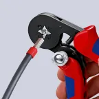 Пресс-клещи для контактных гильз самонастраивающиеся квадратный обжим с боковой установкой 1 гнездо гильзы контактные 008-10+16мм (AWG 28-5) двойные концевые гильзы до 2х6мм (2хAWG8) L-180мм двухкомпонентные рукоятки черные блистер