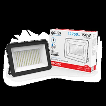 Прожектор светодиодный Gauss Elementary 150W 12750lm IP65 6500К ПРОМО G2 черный  | 613100150P | Gauss