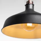 Светильник подвесной декоративный PL2 BK/RC E27 max 60W, d300 мм, шагрень черный/медь