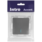 Выключатель Intro Accent 6-102-07 с подсветкой, 10А-250В, IP20, СУ, AL/CU, графит