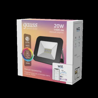 Прожектор светодиодный Smart Home 20W 1400lm 3000-6500K 200-240V IP65 черный RGBW+изм.цв.темп.+диммирование LED 1/20 | 3560132 | Gauss