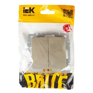 BRITE Выключатель двухклавишный с индикацией 10А ВС10-2-1-БрШ шампань