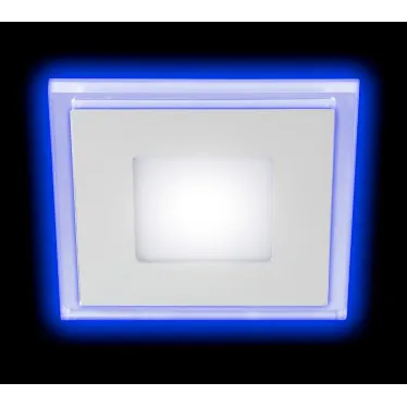 Светильник точечный встраиваемый светодиодный LED 4 6Вт 4000К белый квадрат с синей подсветкой| Б0017495 | ЭРА