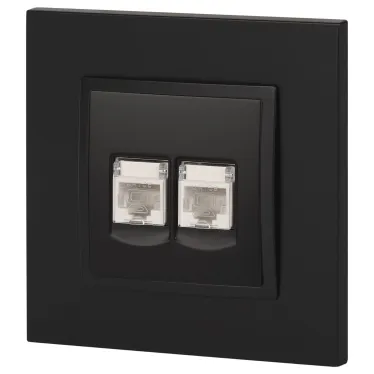 Розетка 2хRJ45, Эра Elegance, антрацит, 14-3108-05