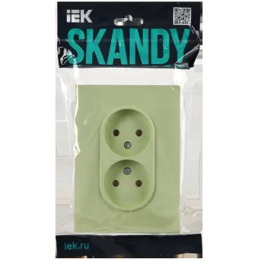 SKANDY Розетка 2-местная без заземления без защитных шторок 10А в сборе SK-R10G мятный IEK