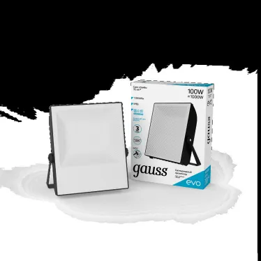 Прожектор светодиодный LED EVO 100W 10000 lm IP65 6500К, IK07, черный 1/6 | 687511100 | Gauss
