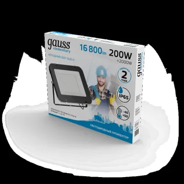 Прожектор светодиодный Elementary 200W 16800lm 6500К 200-240V IP65 черный LED 1/2 | 691511200 | Gauss
